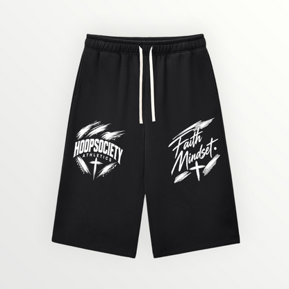 HoopSociety black relaxed-fit drawstring sweatpants with white graphic prints on the legs.