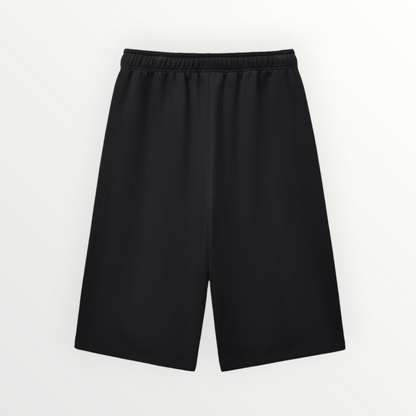 HoopSociety black relaxed fit three-quarter sweatpants with a drawstring waist and wide-leg silhouette.