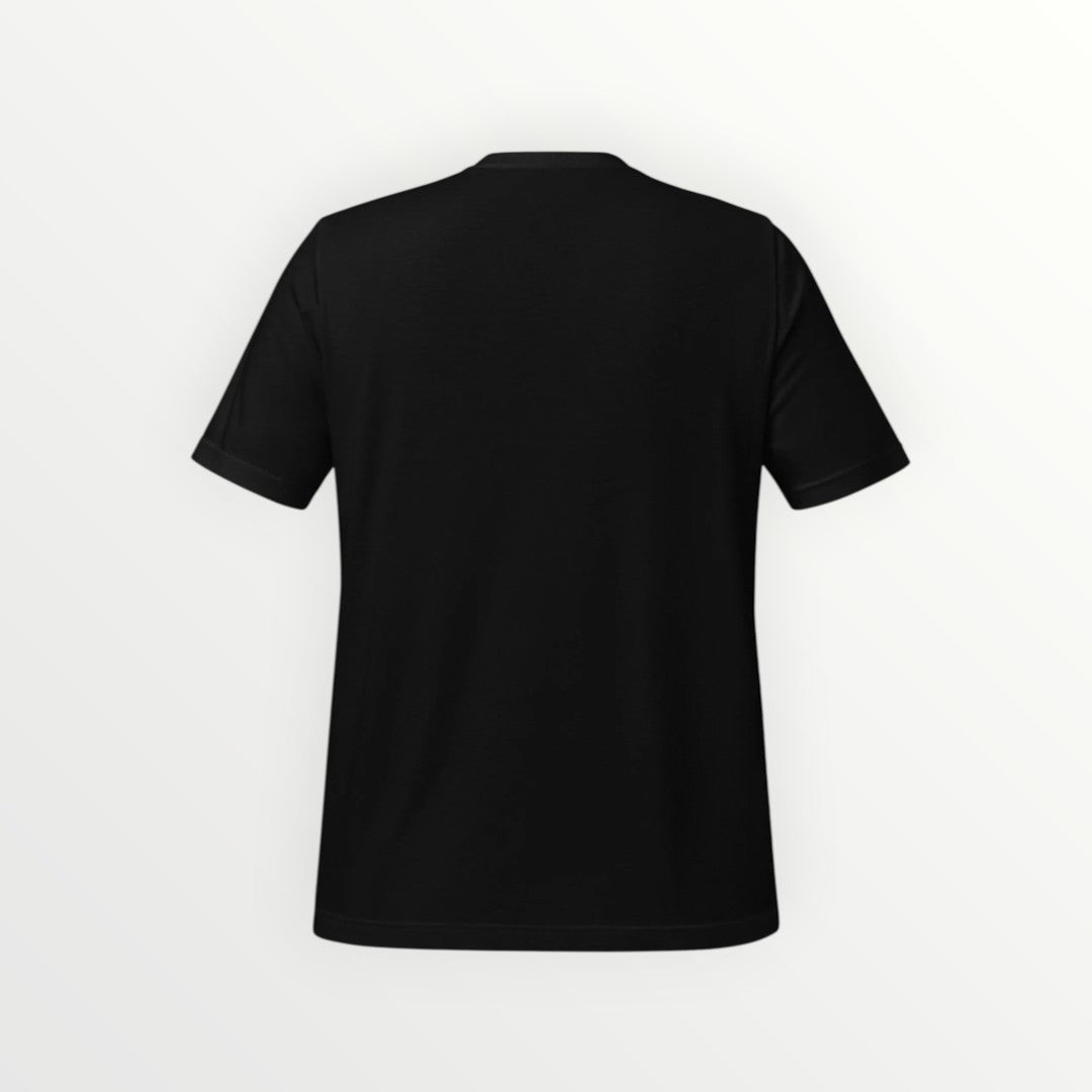 Back view of a plain black HoopSociety Everyday Tee made from premium combed cotton with a modern retail fit.