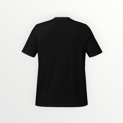 Back view of a plain black HoopSociety Everyday Tee made from premium combed cotton with a modern retail fit.