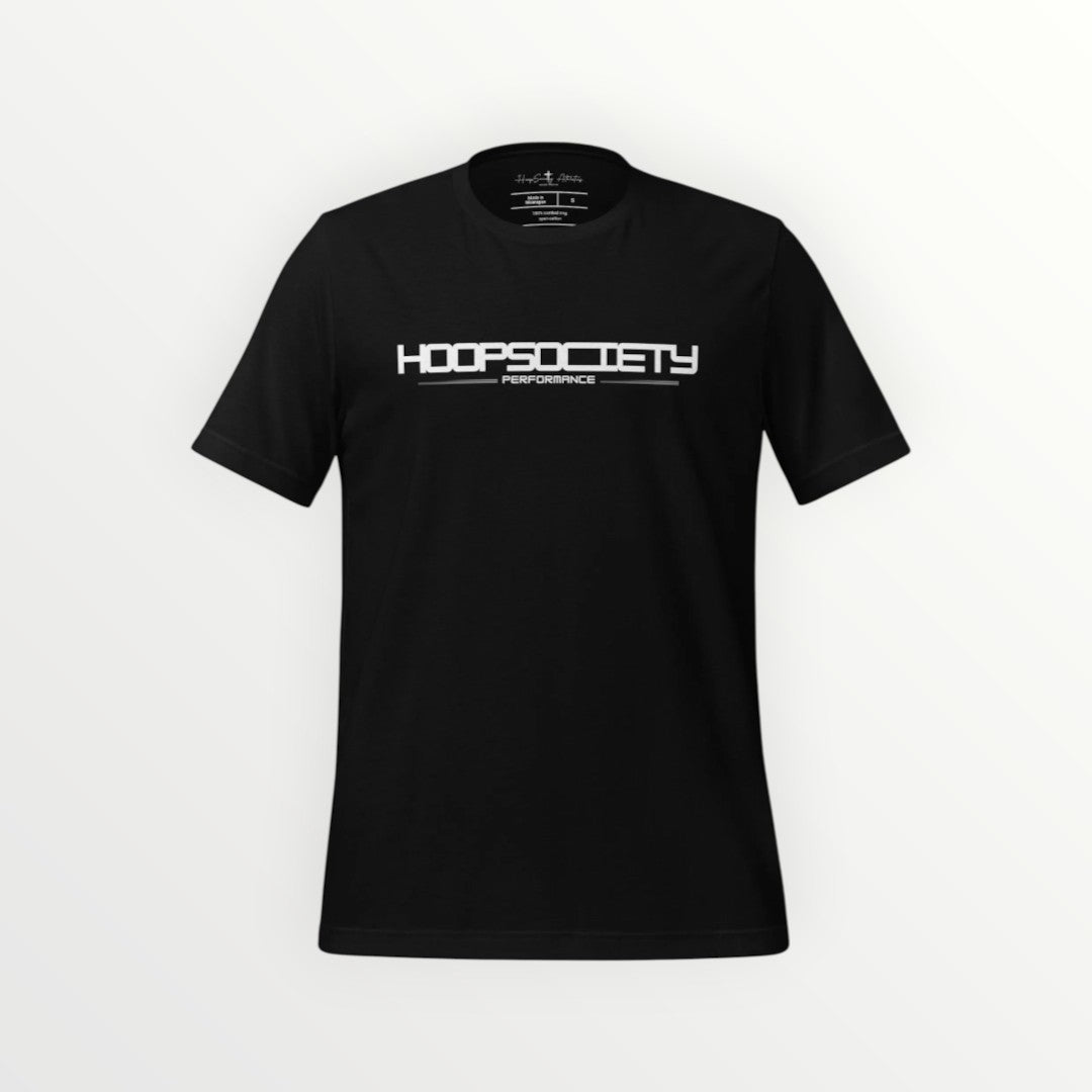HoopSociety black Everyday Tee with white logo graphic on chest, made from soft combed and ring-spun cotton.
