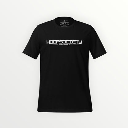 HoopSociety black Everyday Tee with white logo graphic on chest, made from soft combed and ring-spun cotton.