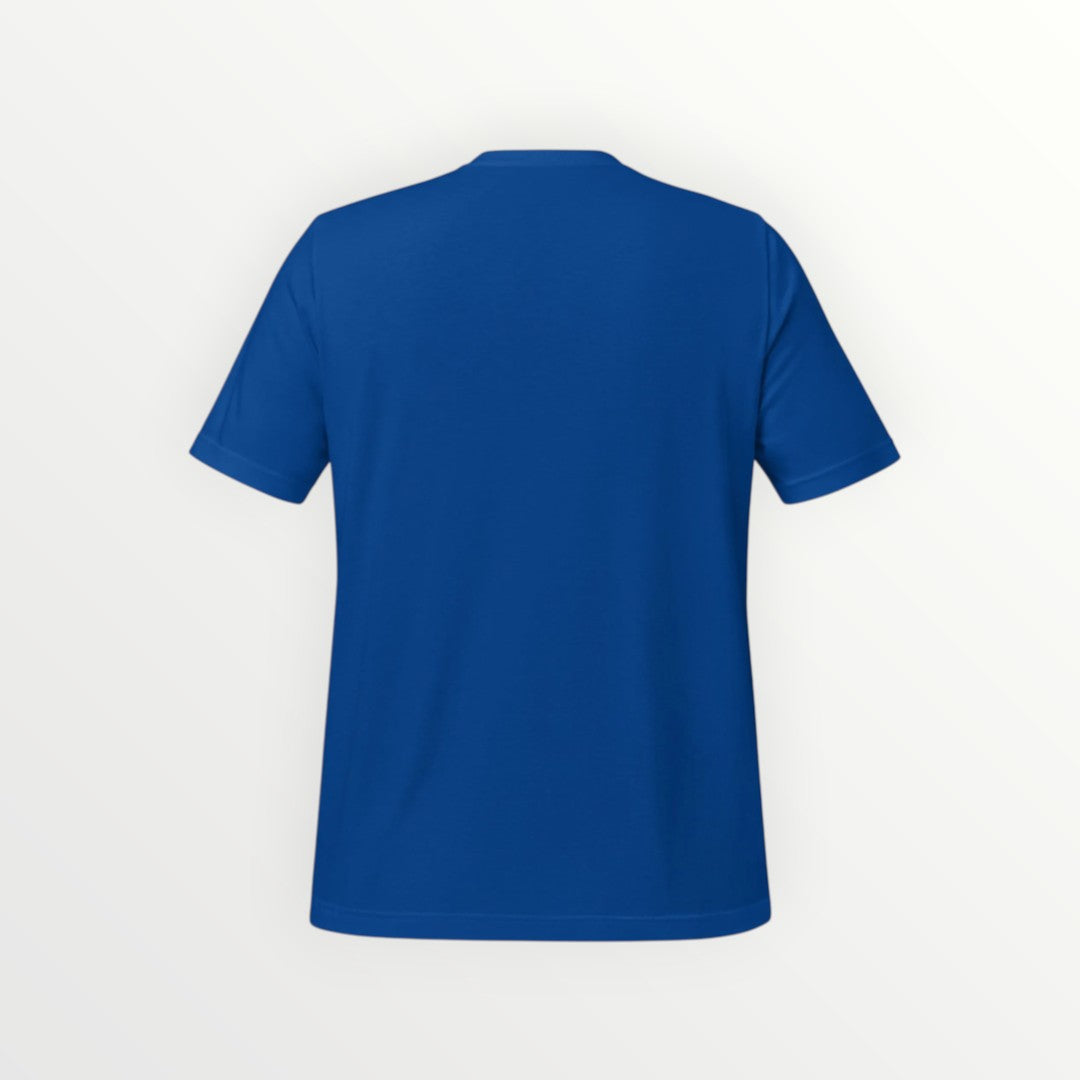 Back view of a plain royal blue HoopSociety Everyday Tee made from soft combed cotton with a modern retail fit.