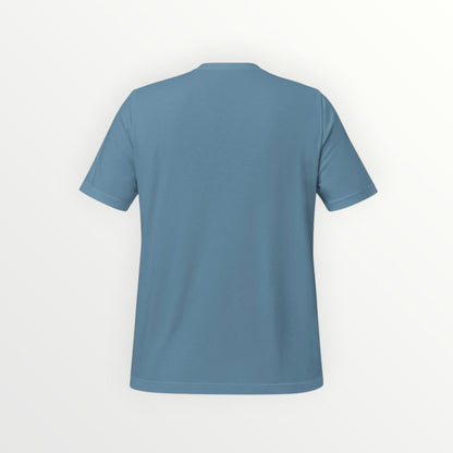 Back view of a blue HoopSociety Everyday Tee made from soft, lightweight cotton with a modern retail fit.