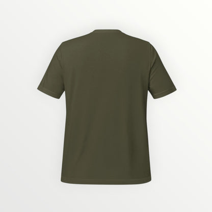 Back view of a plain olive green HoopSociety Everyday Tee made from soft, lightweight combed cotton.