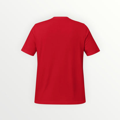 Back view of a plain red HoopSociety Everyday Tee made from premium soft cotton with a modern retail fit.